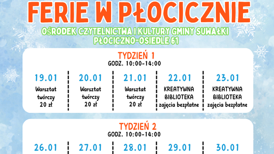 Ferie 2026 w Ośrodku Czytelnictwa i Kultury Gminy Suwałki