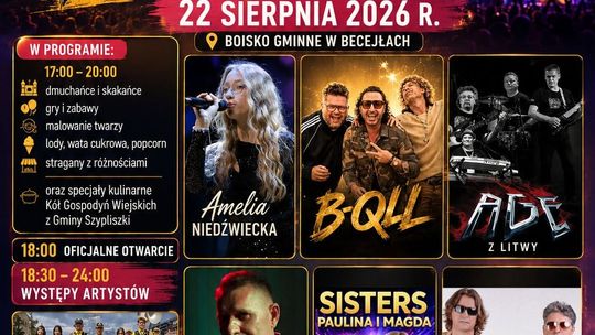 Festyn w Becejłach na pożegnanie lata. Wieczór koncertów i atrakcje dla całych rodzin