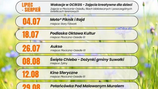 🎉 Gmina Suwałki zaprasza na „Lato w Gminie Suwałki” – bogaty program wydarzeń wakacyjnych