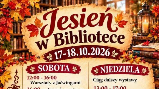 „Jesień w Bibliotece” w Jeleniewie. Warsztaty, wystawy i koncerty już 17–18 października