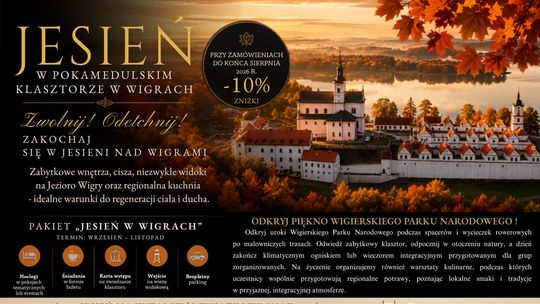 Jesień w Pokamedulskim Klasztorze w Wigrach. Ruszyły rezerwacje z 10% rabatem