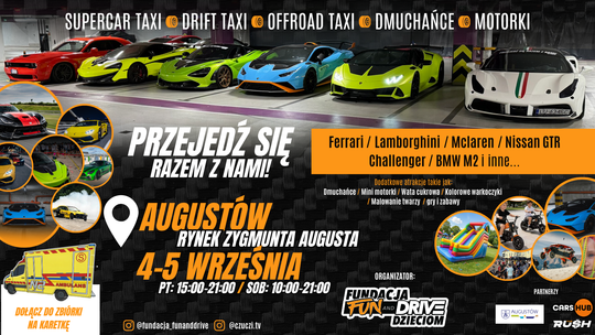 Lamborghini, Ferrari i McLaren w Suwałkach. Charytatywny piknik już 6 września