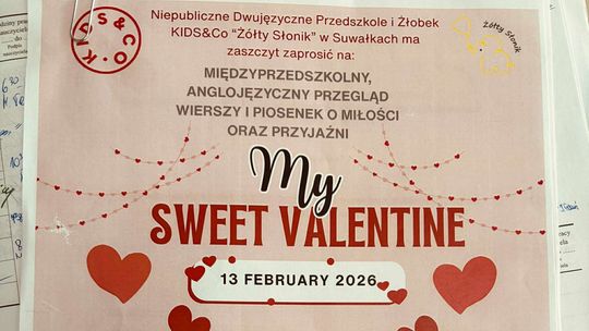 💖 „My Sweet Valentine” – międzyprzedszkolny, anglojęzyczny przegląd piosenki i wiersza w Suwałkach