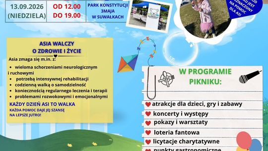 Piknik charytatywny dla Asi w Suwałkach. Czeka dzień pełen atrakcj