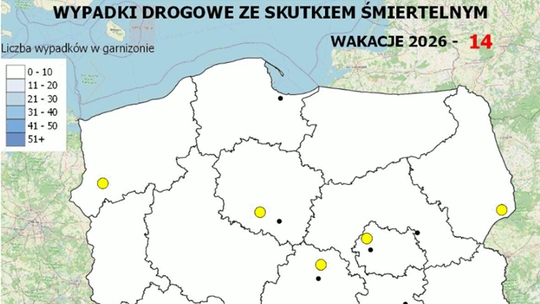 Policyjna mapa śmiertelnych wypadków drogowych wraca na wakacje 2026