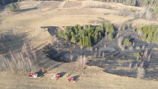 Pożar traw w Leszczewku