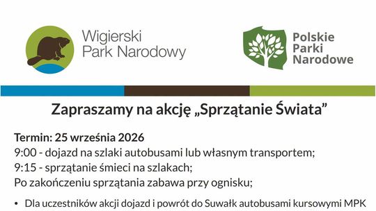 Sprzątanie Świata w Wigierskim Parku Narodowym. Bezpłatny dojazd z Suwałk