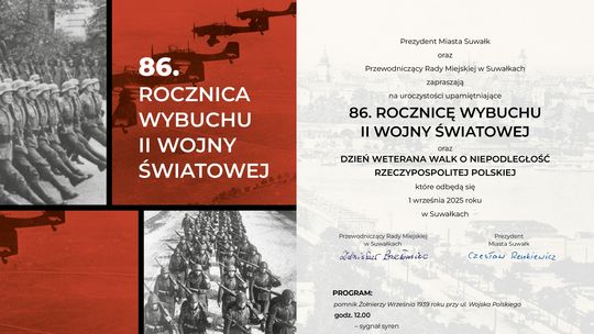 Suwałki upamiętnią 86. rocznicę wybuchu II wojny światowej i Dzień Weterana