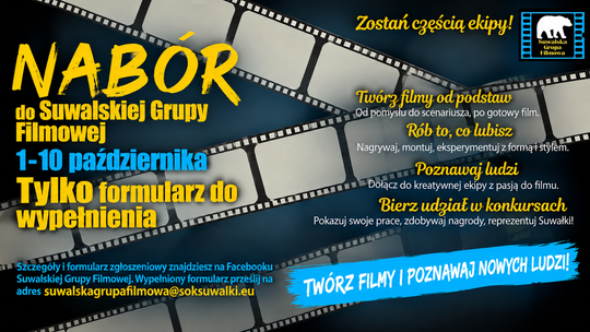 Suwalska Grupa Filmowa przedłuża nabór. Można dołączyć do 10 października