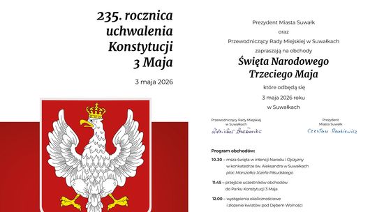 Święto 3 Maja w Suwałkach. Uroczystości i koncert „Majowa Jutrzenka nad Wigrami”