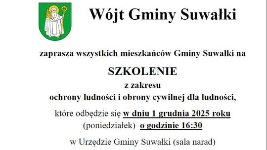🛡️ Szkolenie z ochrony ludności i obrony cywilnej – Wójt Gminy Suwałki zaprasza mieszkańców!
