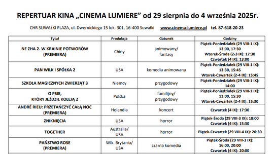 🎬 Trzy premiery w Cinema Lumiere na zakończenie wakacji!