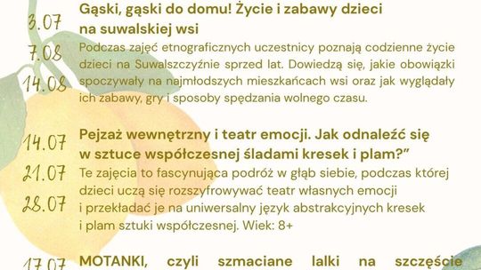 🎨📚 Wakacje z Muzeum Okręgowym w Suwałkach. Bezpłatne warsztaty dla dzieci przez całe lato