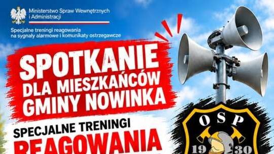 Ważne spotkanie dla mieszkańców gminy Nowinka. Strażacy wyjaśnią, jak reagować na alarmy