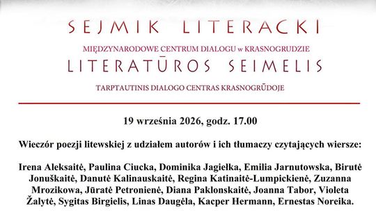 Wieczór poezji litewskiej w Suwałkach. Sejmik literacki już 19 września