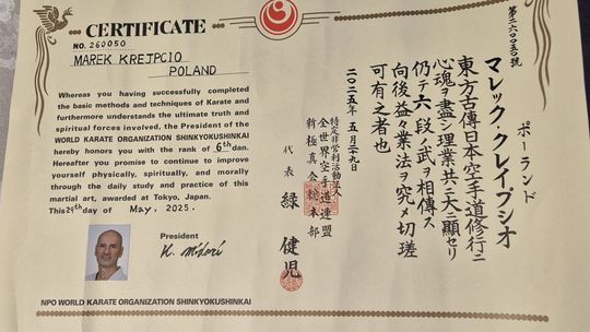 Wyróżnienie dla suwalskiego shihana. Marek Krejpcio otrzymał 6 dan karate