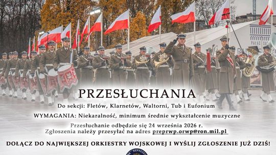 Zagraj w Orkiestrze Reprezentacyjnej Wojska Polskiego. We wrześniu odbędą się przesłuchania