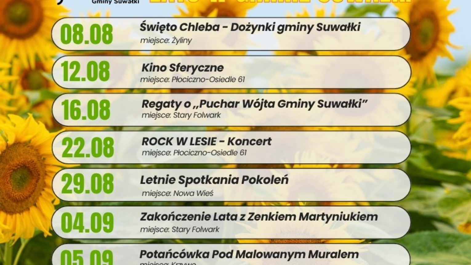 Lato pełne wydarzeń w Gminie Suwałki. Sprawdź, co będzie się działo do września!