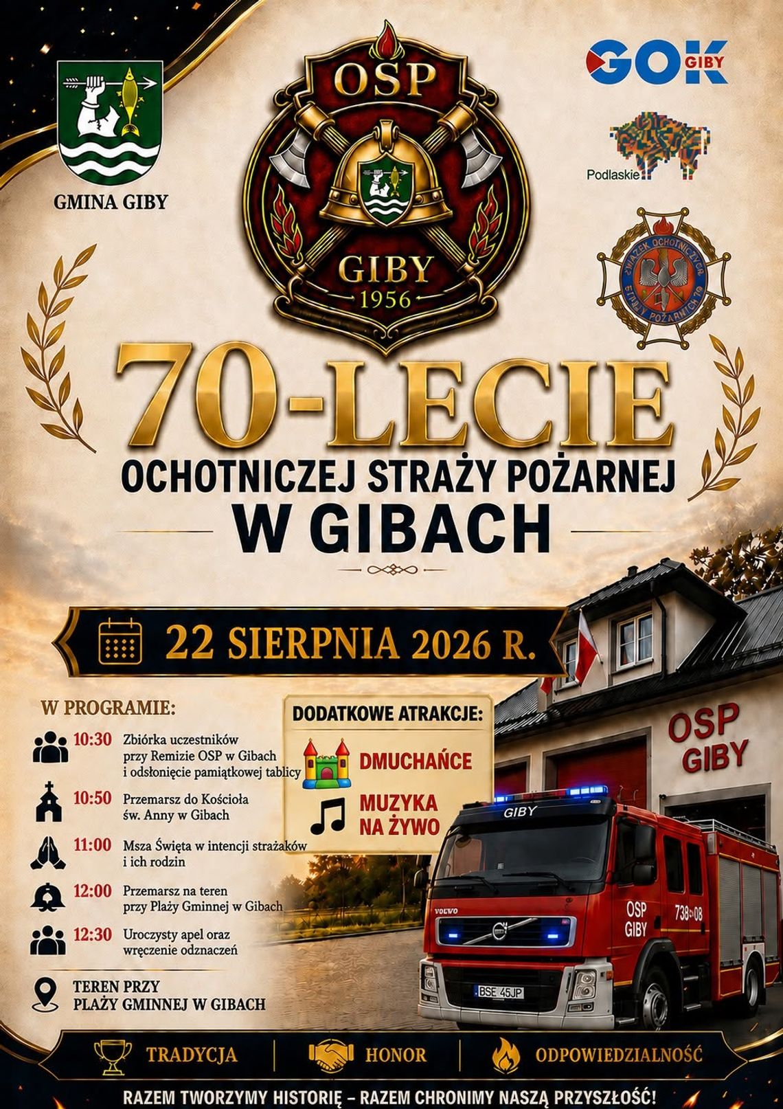 70-lecie Ochotniczej Straży Pożarnej w Gibach. Uroczyste obchody już 22 sierpnia