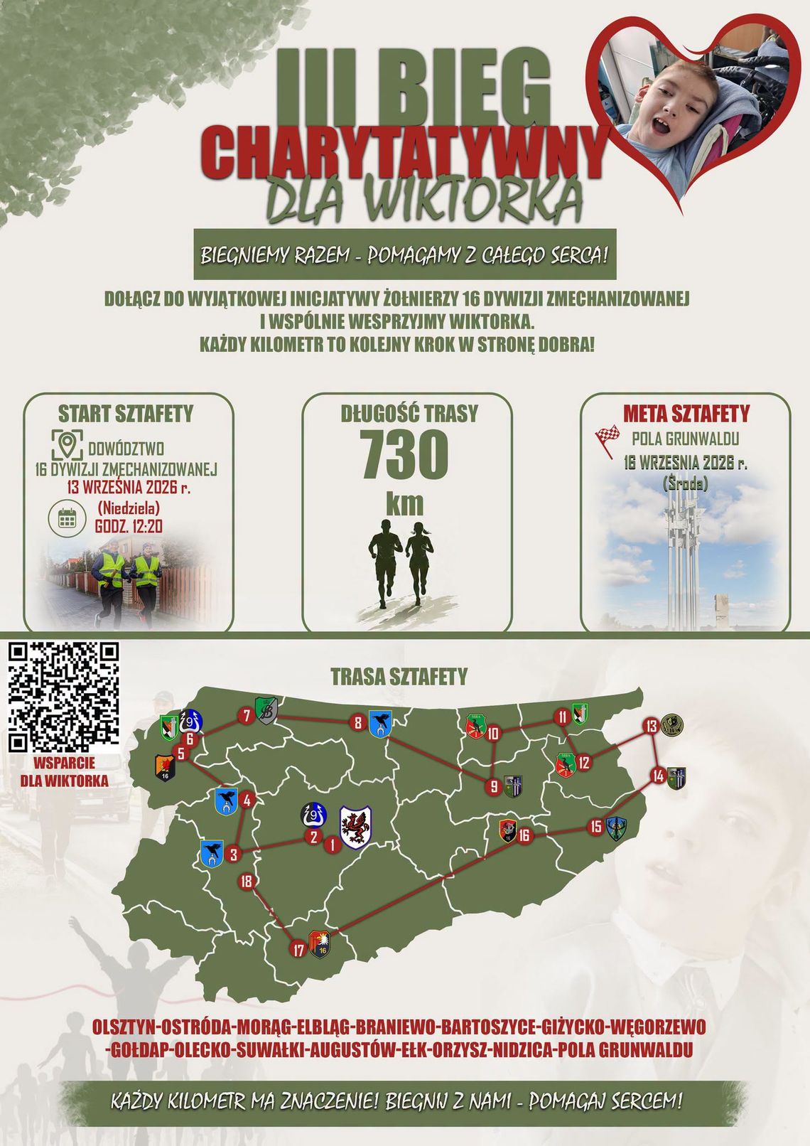 730 kilometrów dla Wiktorka. Żołnierze 16. Dywizji pobiegną przez Suwałki 730 kilometrów dla Wiktorka. Żołnierze 16. Dywizji pobiegną przez Suwałki