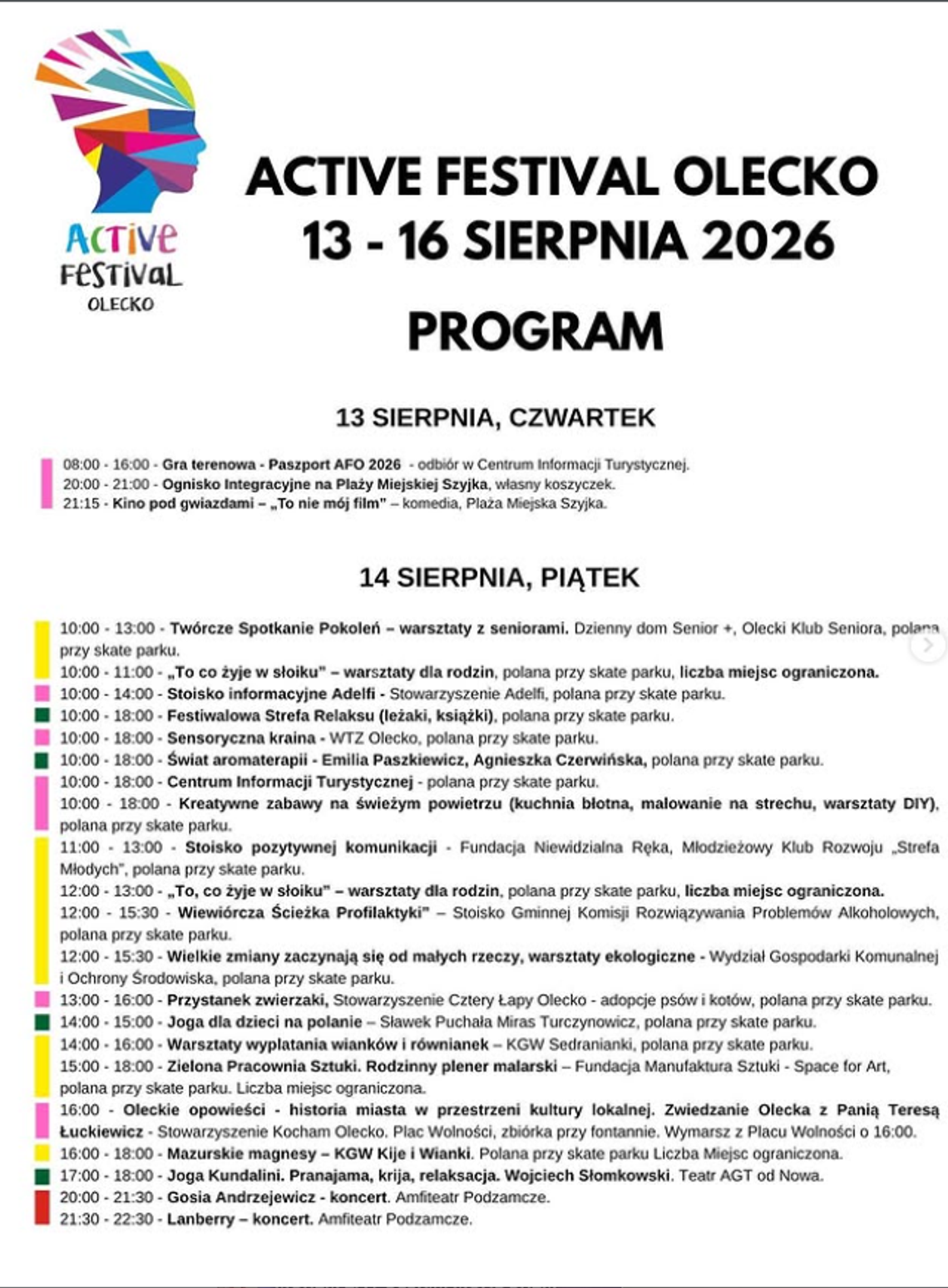 Active Festival Olecko 2026. Cztery dni pełne aktywności, muzyki i rodzinnych atrakcji Active Festival Olecko 2026. Cztery dni pełne aktywności, muzyki i rodzinnych atrakcji