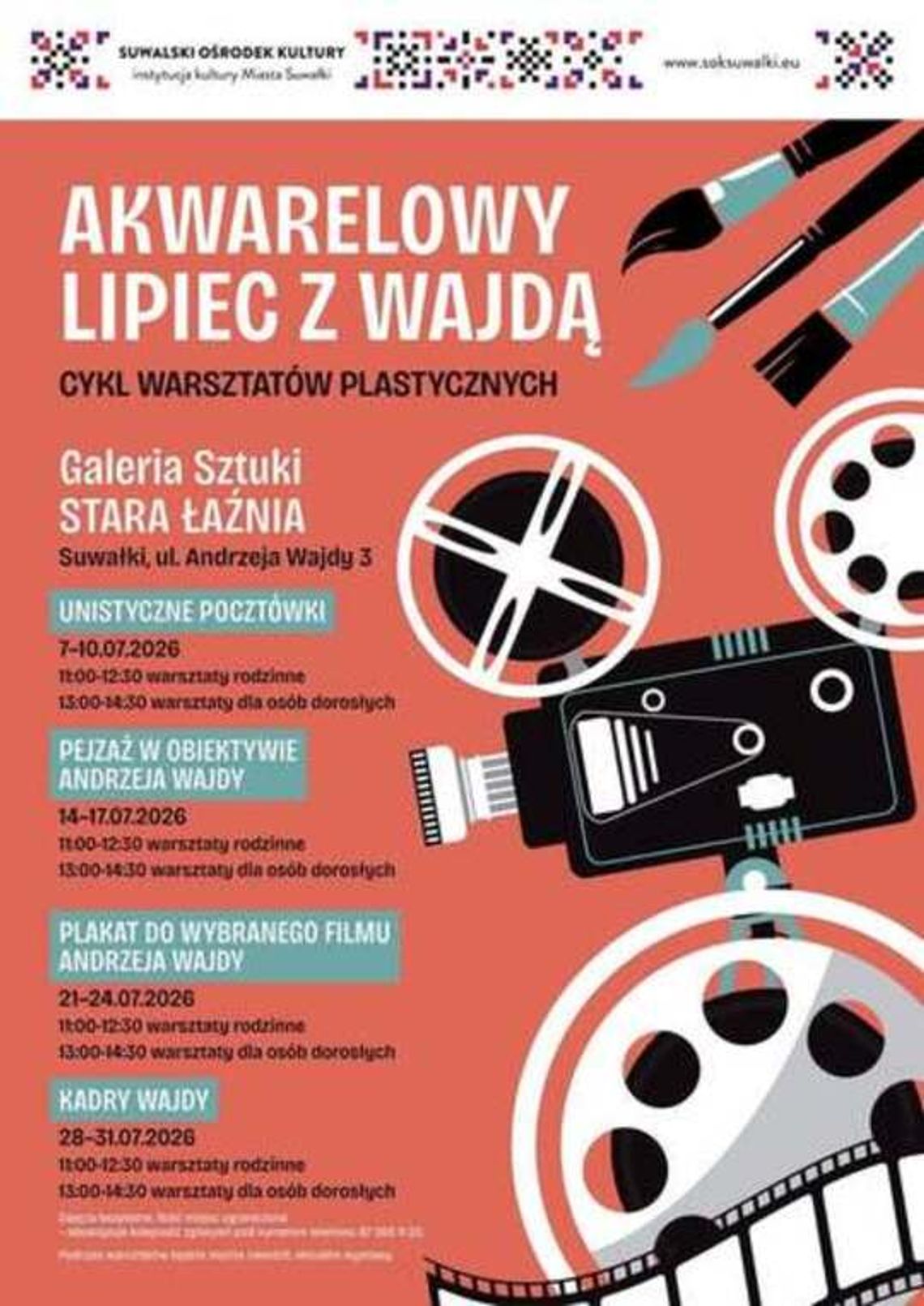 Akwarelowy Lipiec z Wajdą – ruszają bezpłatne warsztaty plastyczne w Suwałkach