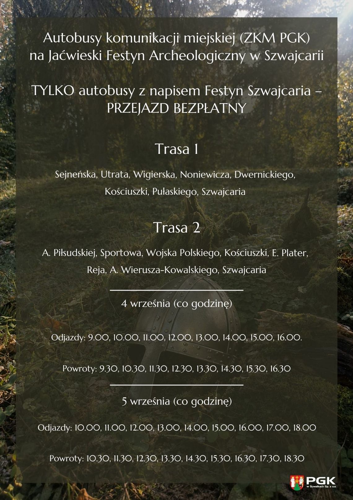 Bezpłatne autobusy na Jaćwieski Festyn Archeologiczny w Szwajcarii Bezpłatne autobusy na Jaćwieski Festyn Archeologiczny w Szwajcarii