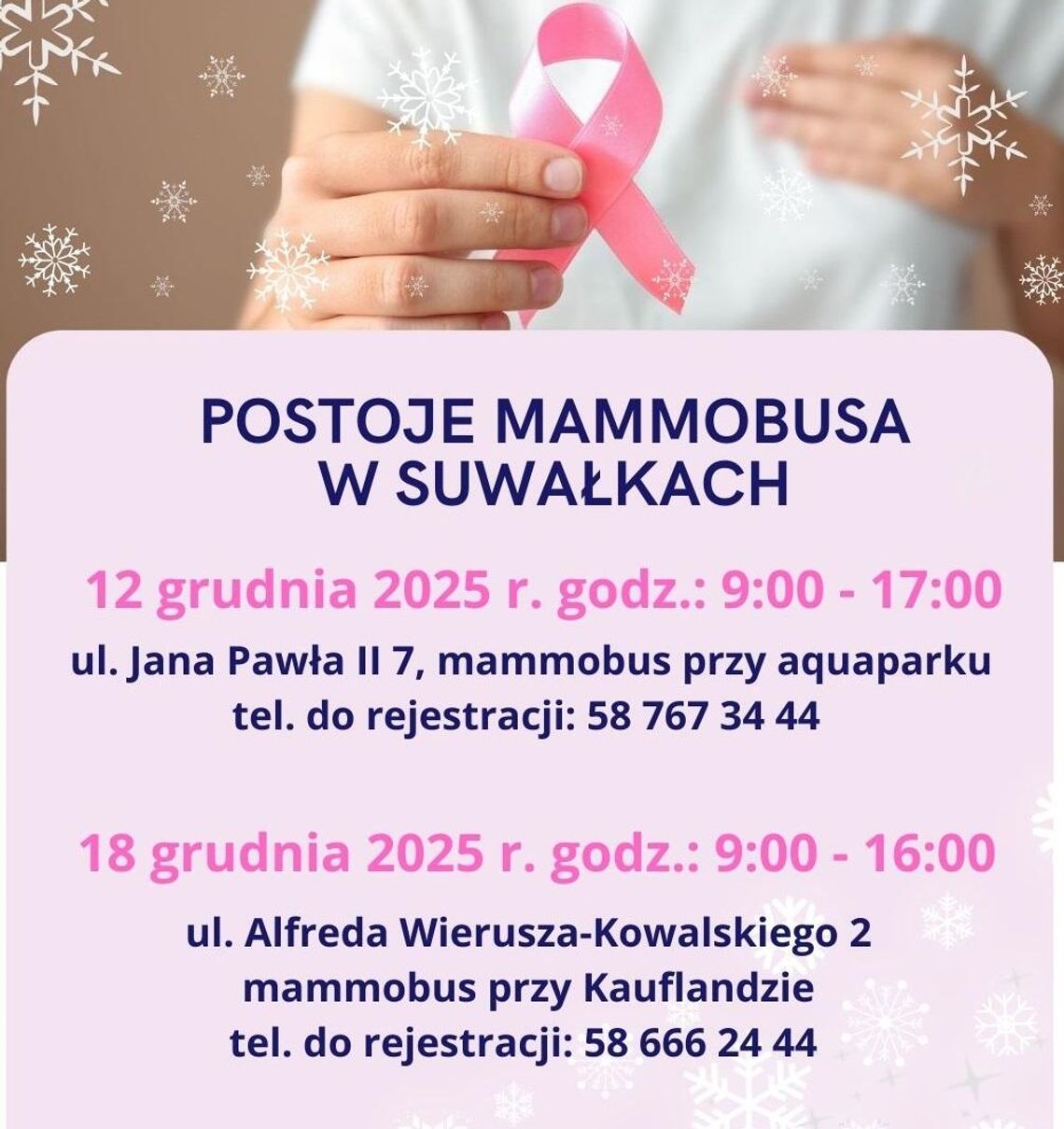 💗 Bezpłatne badania mammograficzne w Suwałkach. Sprawdź, kiedy możesz się zbadać! 💗 Bezpłatne badania mammograficzne w Suwałkach. Sprawdź, kiedy możesz się zbadać!