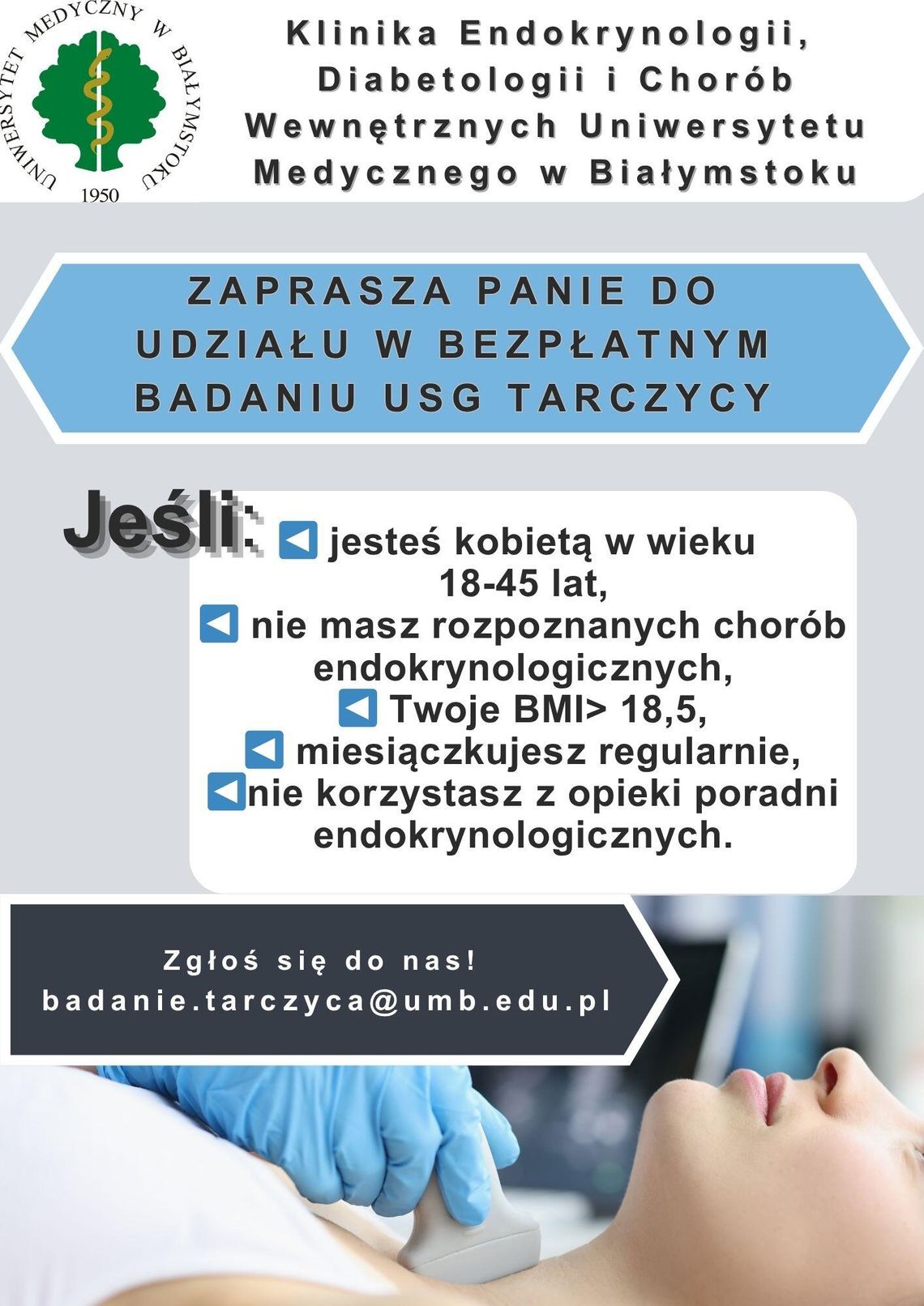 Bezpłatne USG tarczycy w Suwałkach. Ruszył nabór do projektu naukowego Bezpłatne USG tarczycy w Suwałkach. Ruszył nabór do projektu naukowego