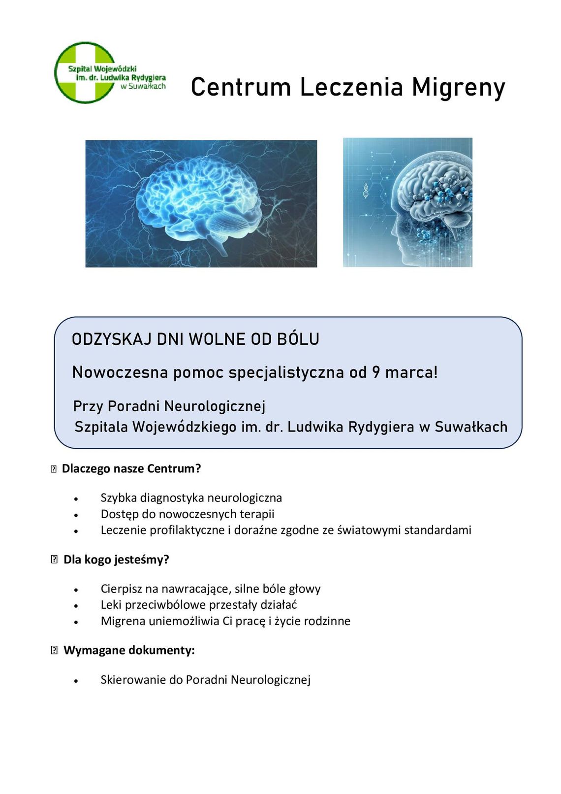 Centrum Leczenia Migreny w Szpitalu Wojewódzkim w Suwałkach