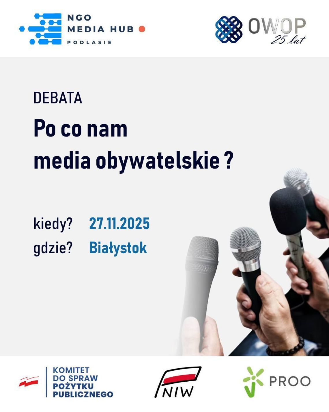 🎙️ Debata „Po co nam media obywatelskie?” już 27 listopada w Podlaskiem! 🗞 🎙️ Debata „Po co nam media obywatelskie?” już 27 listopada w Podlaskiem! 🗞