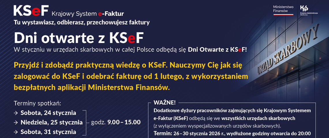 Dni otwarte KSeF w urzędach skarbowych – wsparcie także w weekendy Dni otwarte KSeF w urzędach skarbowych – wsparcie także w weekendy