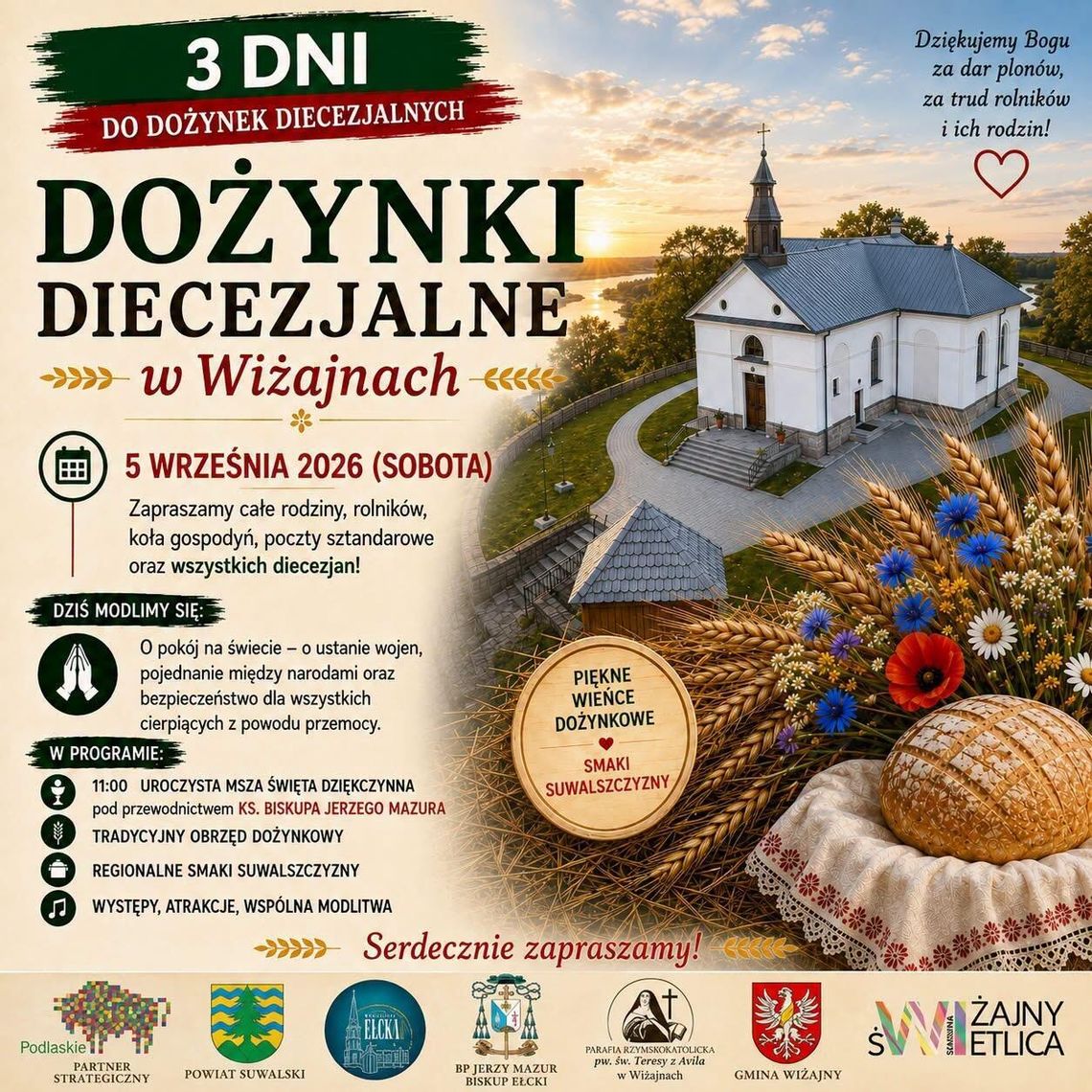 Dożynki Diecezjalne w Wiżajnach już 5 września. W programie uroczysta Msza Święta