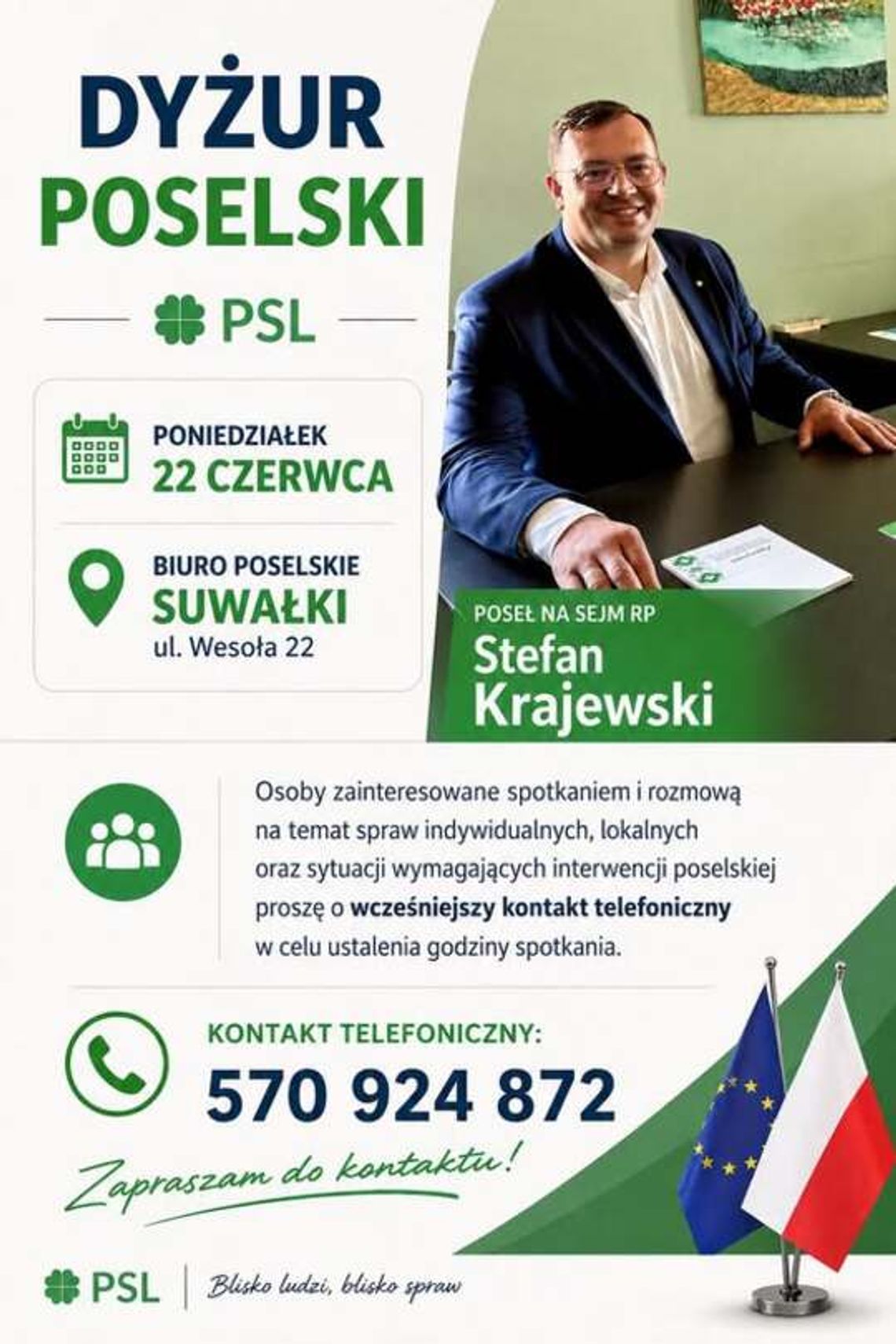 Dyżur poselski w Suwałkach – spotkanie z Posłem na Sejm RP Stefanem Krajewskim Dyżur poselski w Suwałkach – spotkanie z Posłem na Sejm RP Stefanem Krajewskim
