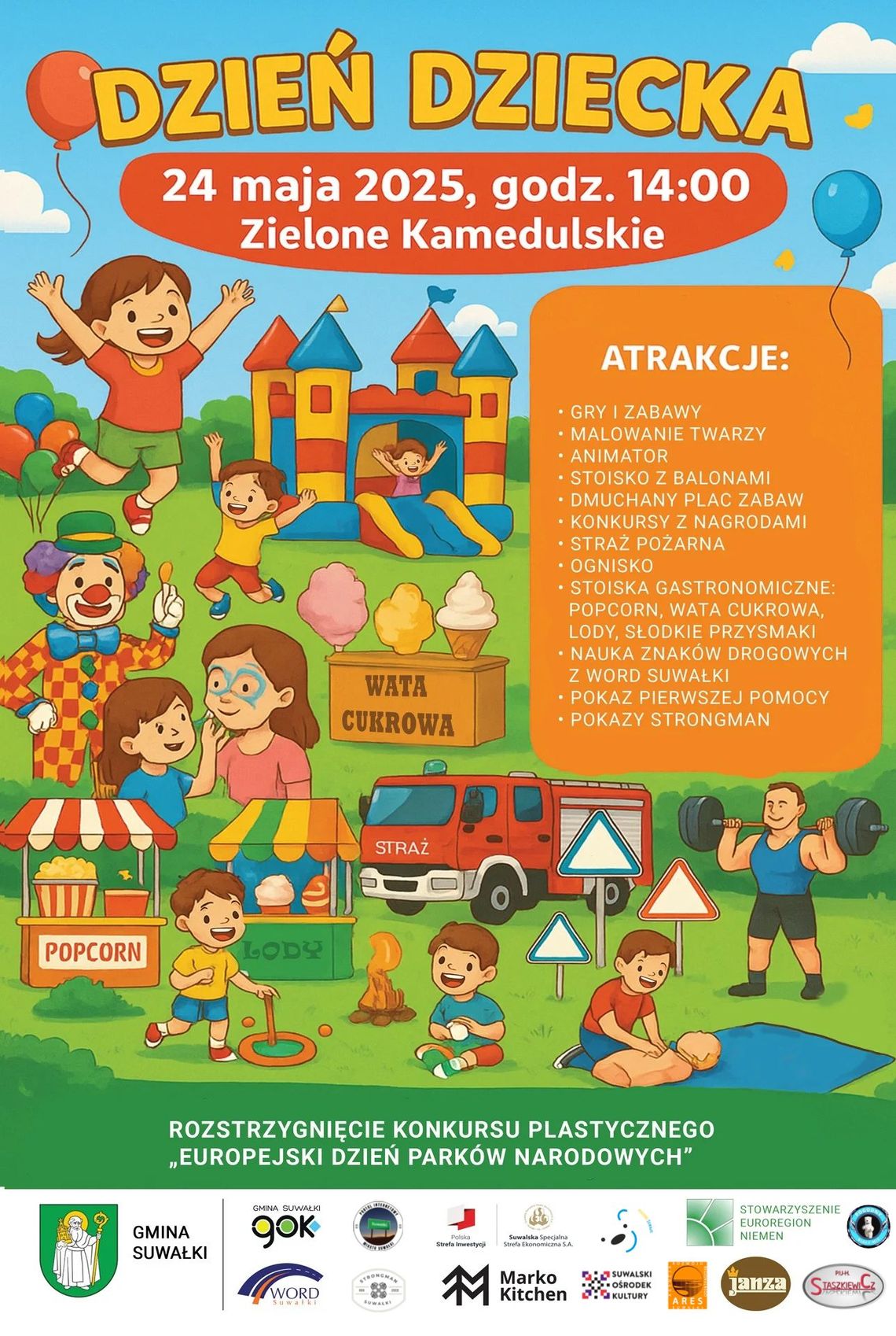 🎉 Dzień Dziecka w Zielonym Kamedulskim! Biały Miś, siłacze i moc atrakcji! 🐻💪🍭