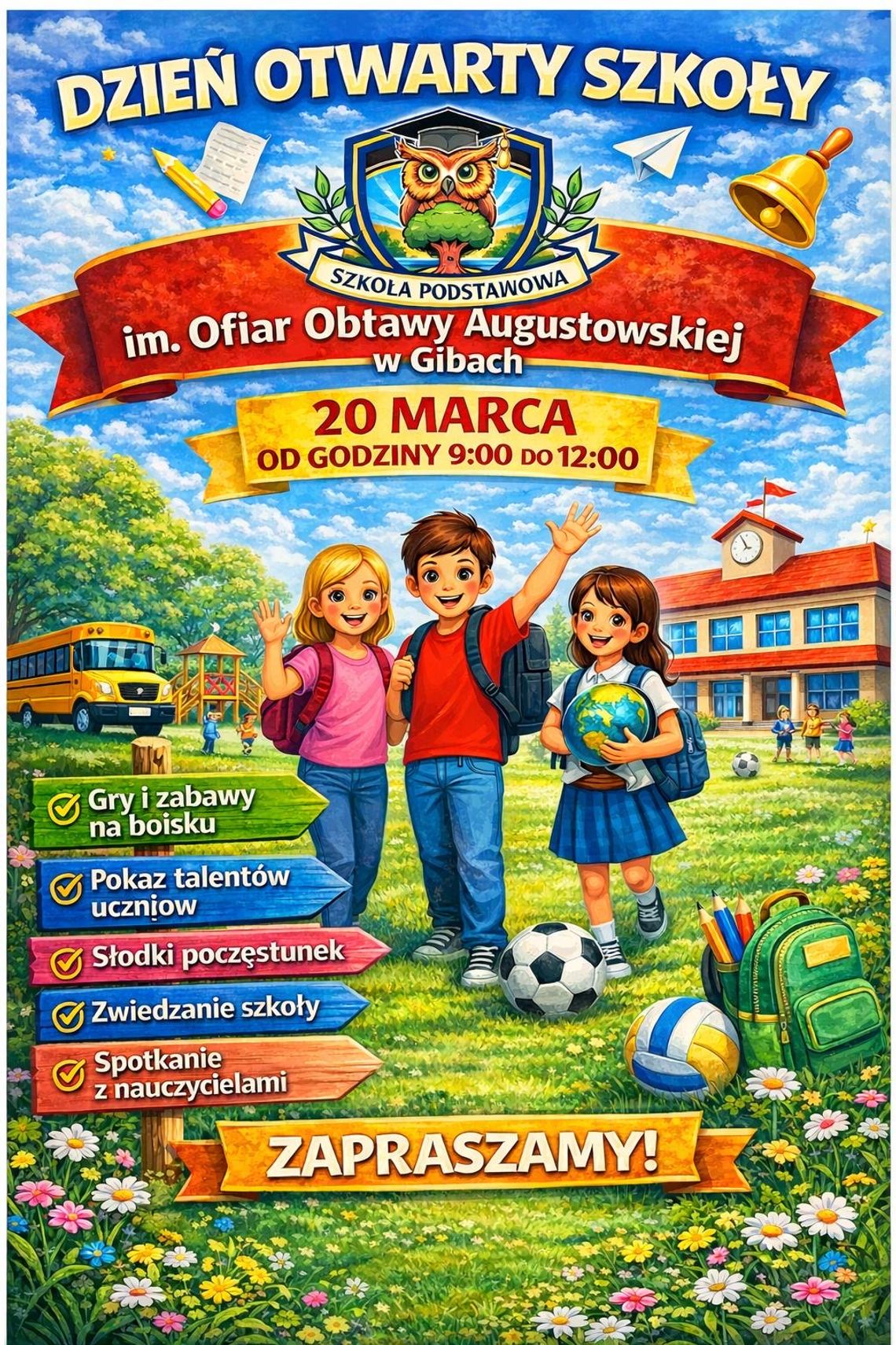 Dzień Otwarty w Szkole Podstawowej w Gibach – zaproszenie dla przyszłych uczniów i ich rodziców