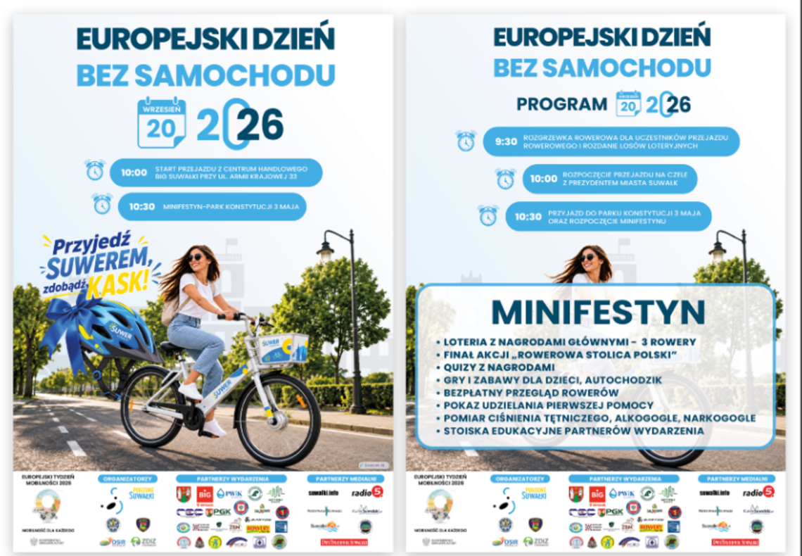 Europejski Dzień Bez Samochodu w Suwałkach. Rajd rowerowy ruszy z BIG Suwałki Europejski Dzień Bez Samochodu w Suwałkach. Rajd rowerowy ruszy z BIG Suwałki