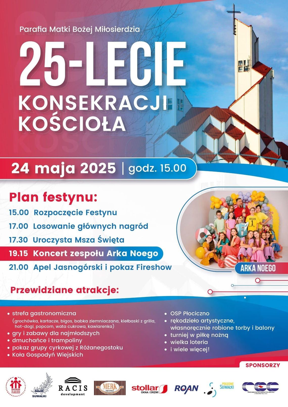 🎉 Festyn parafialny z okazji 25-lecia konsekracji Kościoła w Suwałkach – moc atrakcji i wspólne świętowanie!