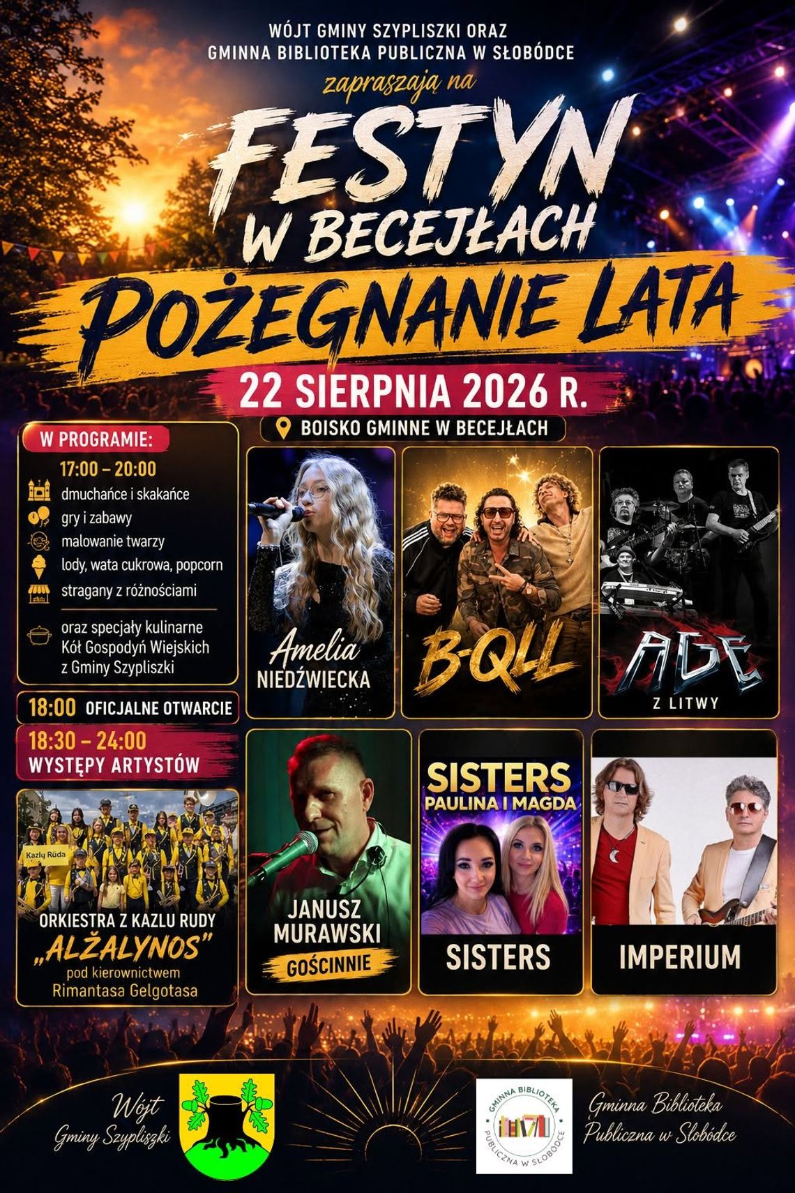 Festyn w Becejłach na pożegnanie lata. Wieczór koncertów i atrakcje dla całych rodzin Festyn w Becejłach na pożegnanie lata. Wieczór koncertów i atrakcje dla całych rodzin