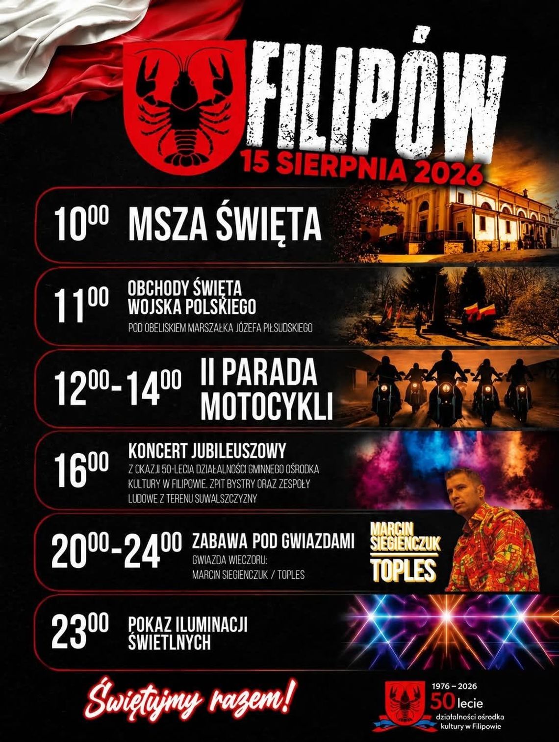 Filipów zaprasza na wielkie święto. Parada motocykli, Toples i jubileusz GOK