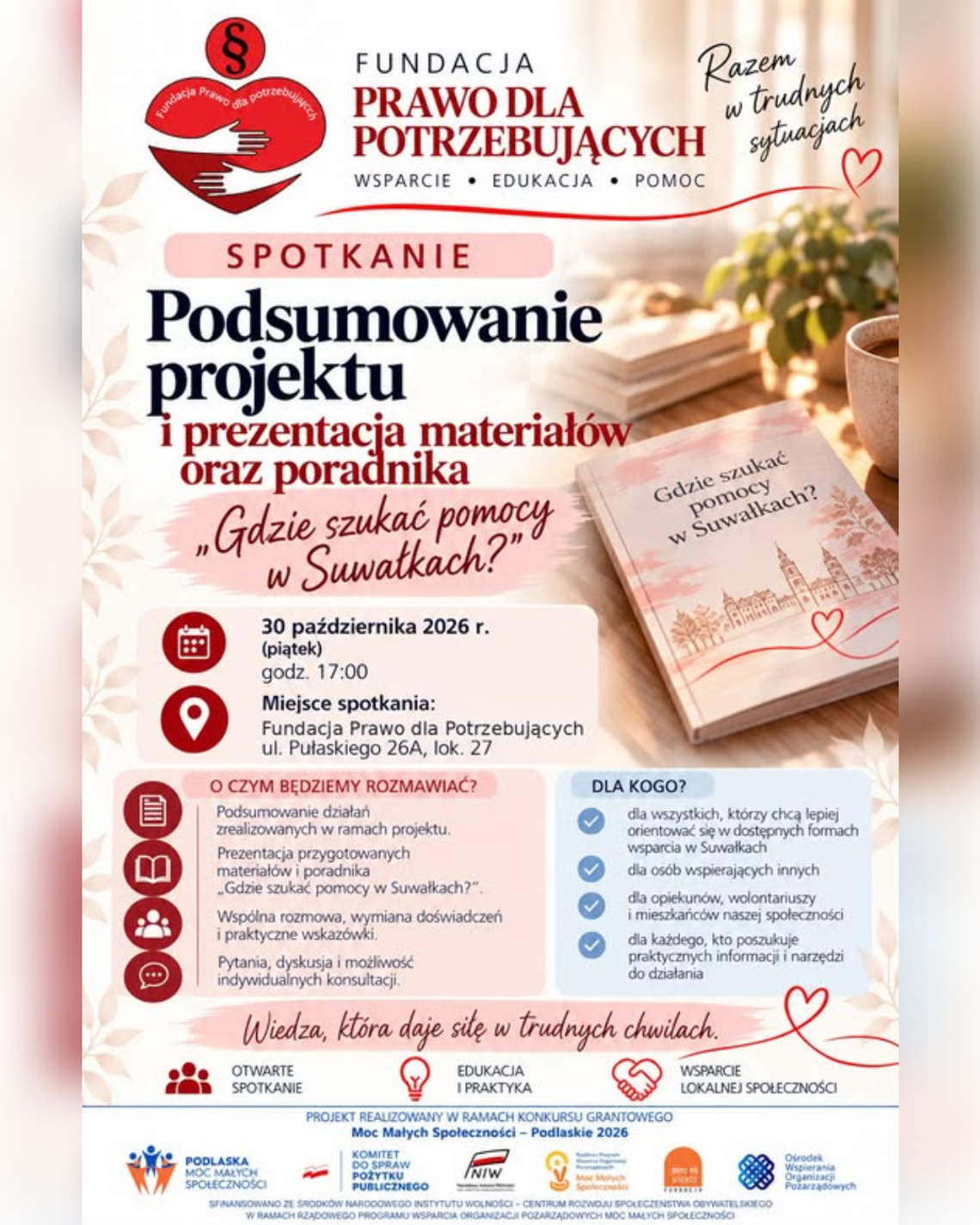 Gdzie szukać pomocy w Suwałkach? Fundacja zaprasza na spotkanie Gdzie szukać pomocy w Suwałkach? Fundacja zaprasza na spotkanie