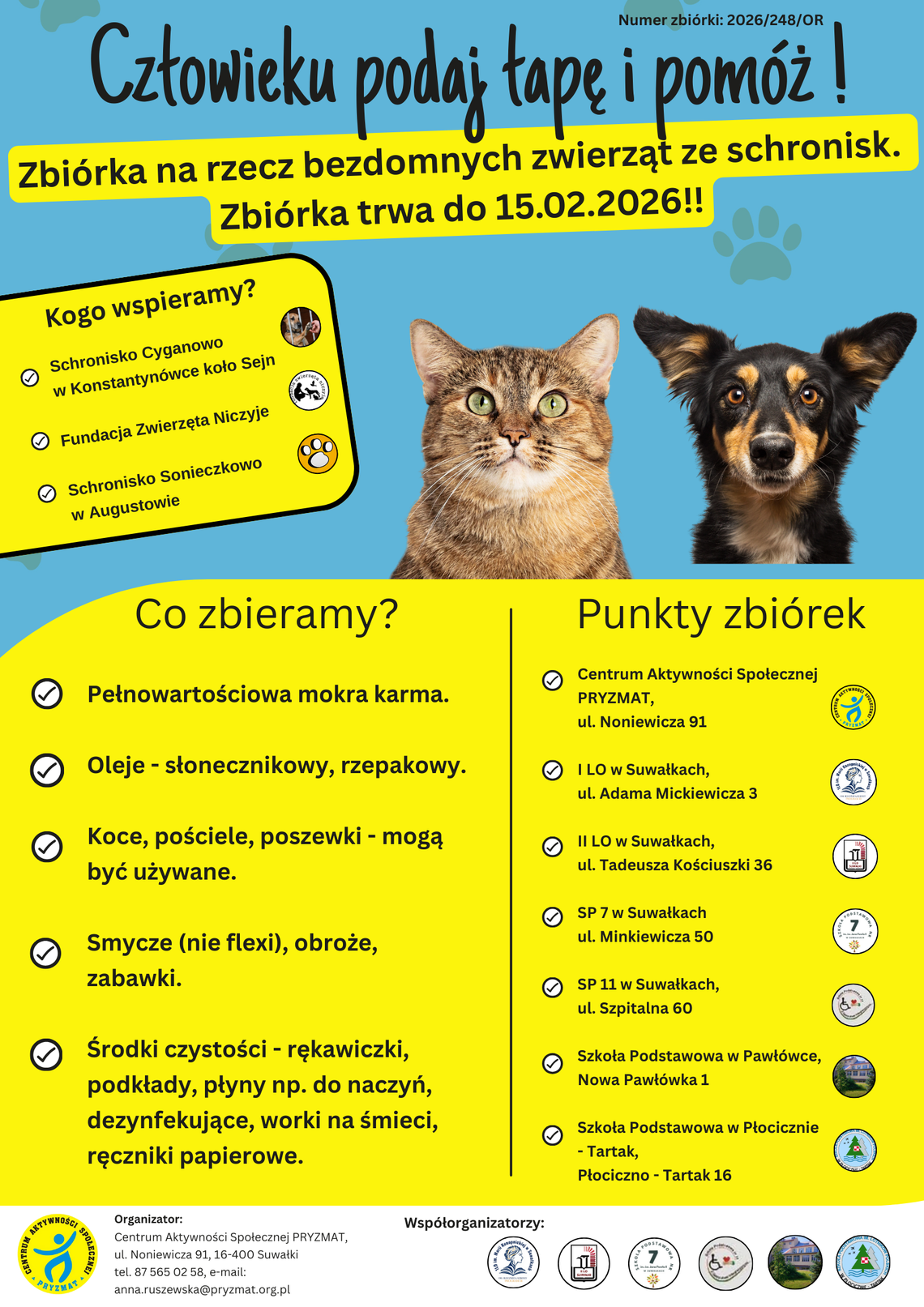 🐾 Gest serca dla bezdomnych zwierząt. Ruszyła zbiórka „Człowieku, podaj łapę i pomóż!” 🐾 Gest serca dla bezdomnych zwierząt. Ruszyła zbiórka „Człowieku, podaj łapę i pomóż!”