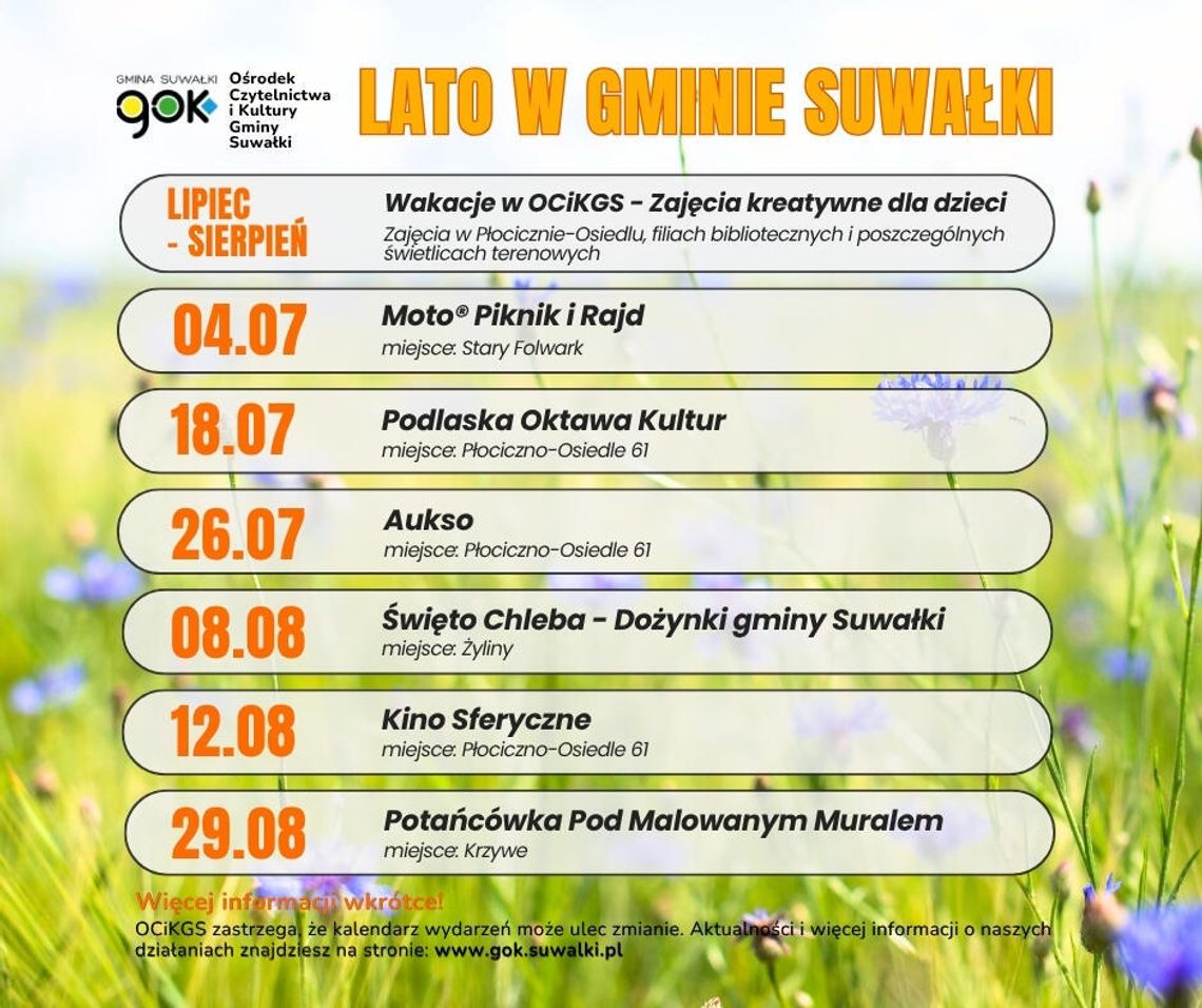 🎉 Gmina Suwałki zaprasza na „Lato w Gminie Suwałki” – bogaty program wydarzeń wakacyjnych