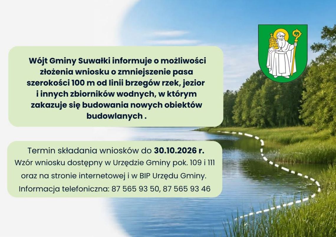 Gmina Suwałki zbiera wnioski dotyczące pasa ochronnego przy zbiornikach wodnych