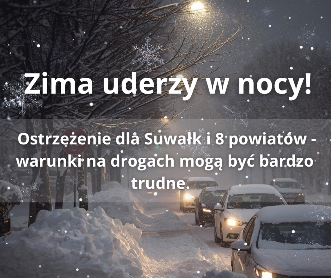 ❄️ IMGW ostrzega: intensywne opady śniegu w województwie podlaskim