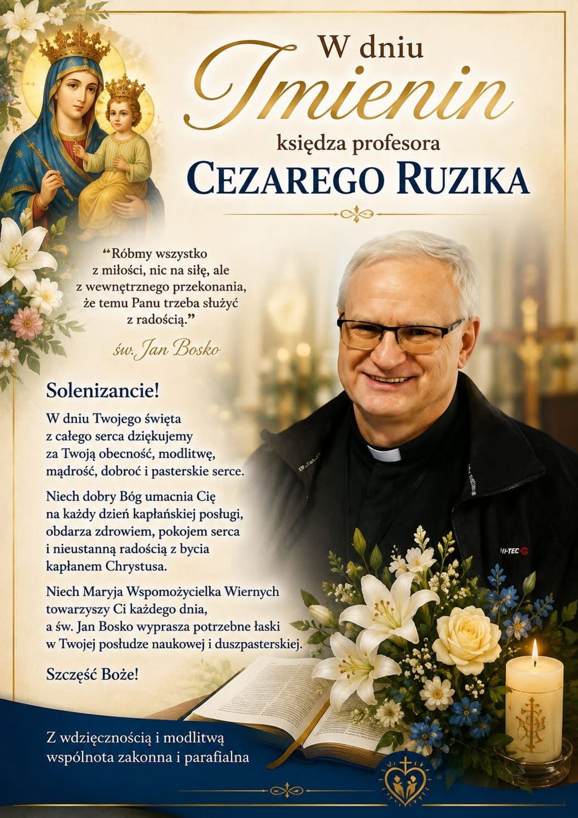 Imieniny księdza Cezarego Ruzika. Parafianie złożyli solenizantowi życzenia
