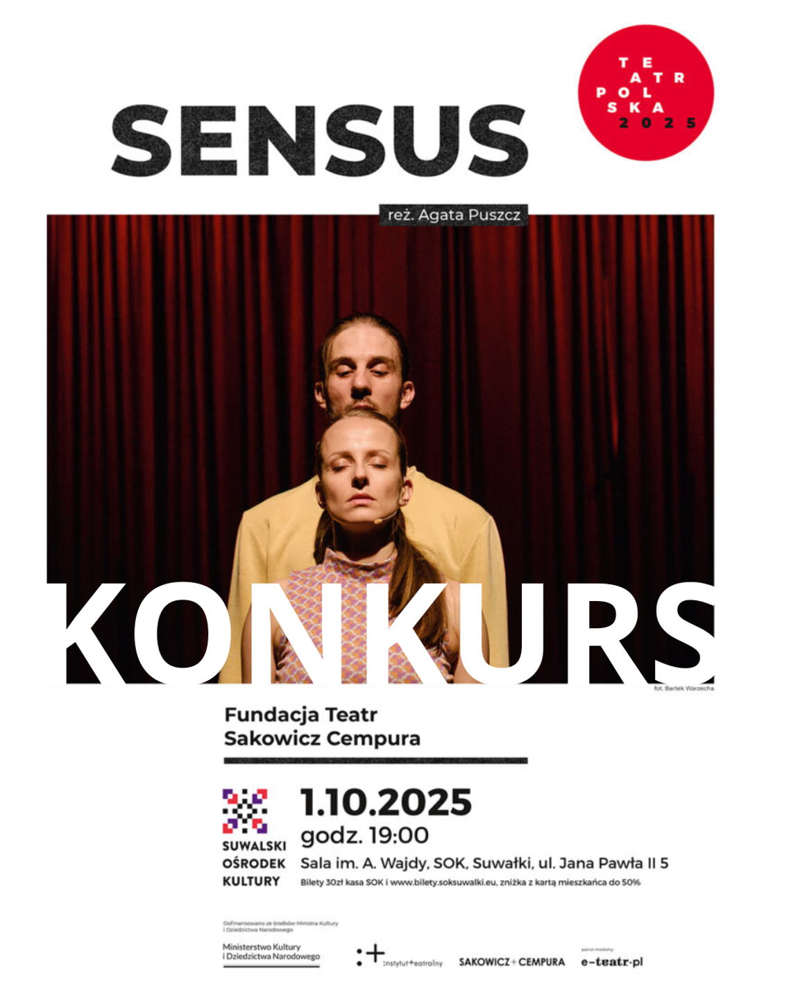 [ZAKOŃCZONY] 🎭 IX edycja Teatr Polska w Suwałkach: spektakl „SENSUS” + konkurs z biletami!