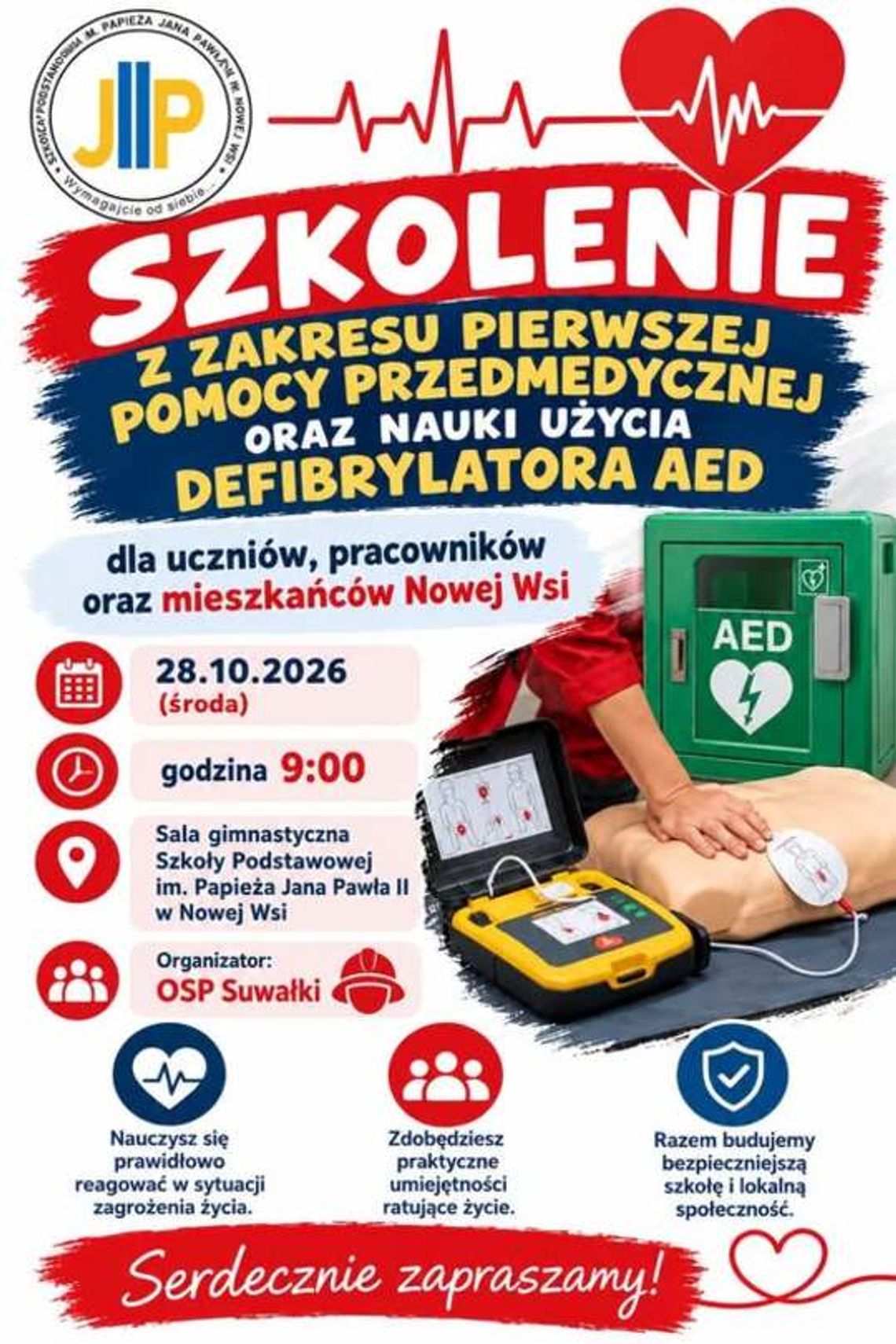 Jak uratować życie? W Nowej Wsi odbędzie się szkolenie z pierwszej pomocy i obsługi AED Jak uratować życie? W Nowej Wsi odbędzie się szkolenie z pierwszej pomocy i obsługi AED