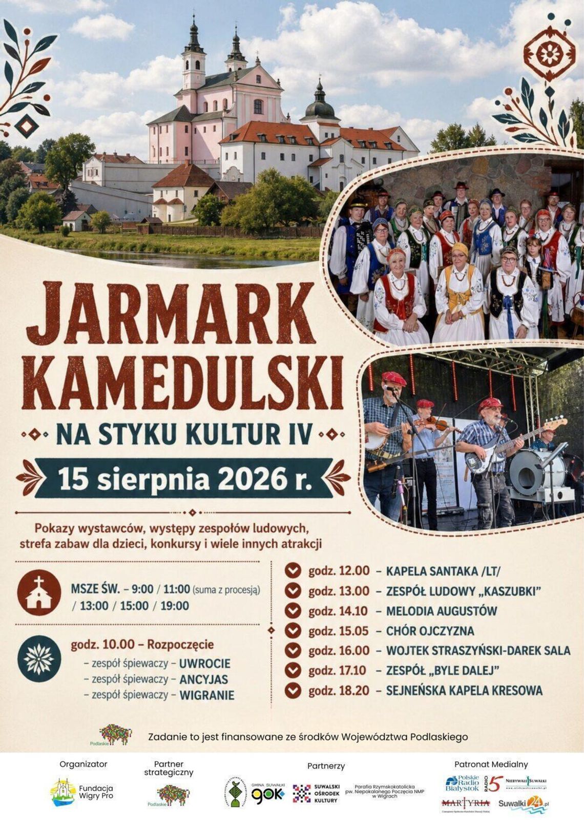 Jarmark Kamedulski „Na Styku Kultur IV” już 15 sierpnia. Wigry zapraszają na dzień pełen muzyki i tradycji Jarmark Kamedulski „Na Styku Kultur IV” już 15 sierpnia. Wigry zapraszają na dzień pełen muzyki i tradycji