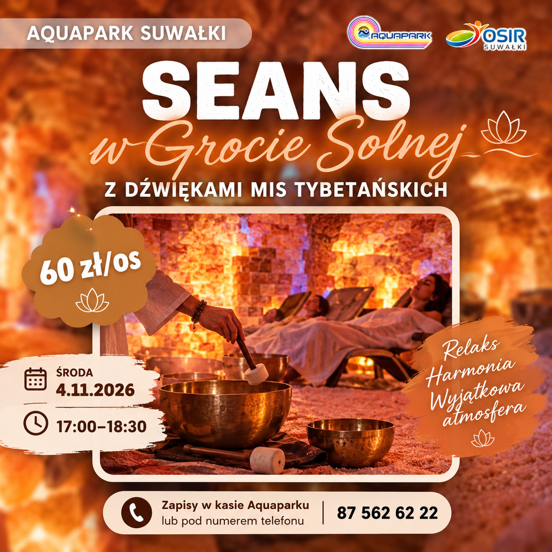 Jesień i zima bez nudy. Aquapark Suwałki zaprasza na seanse z saunomistrzem i koncert mis tybetańskich Jesień i zima bez nudy. Aquapark Suwałki zaprasza na seanse z saunomistrzem i koncert mis tybetańskich